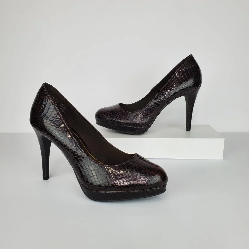 Christian Siriano for Payless Closed Toe Faux Reptile Classic Heels Shoes Size 7